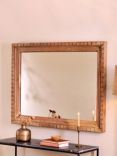 Nkuku Nalda Rectangular Carved Reclaimed Wood Wall Mirror, 90 x 120cm, Natural