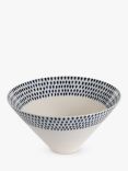 Nkuku Indigo Drop Ceramic Serving Bowl, 25cm, Cream/Indigo