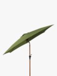 John Lewis Wood-Effect Wind-Up Parasol, 2.7m, Green