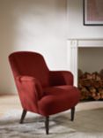 John Lewis Fireside Low Back Armchair, Dark Leg, Brushed Tweed Red