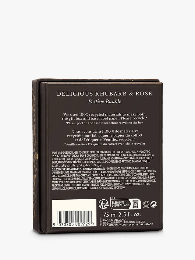 Molton Brown Delicious Rhubarb & Rose Bath & Shower Gel 75ml Festive Bauble 4