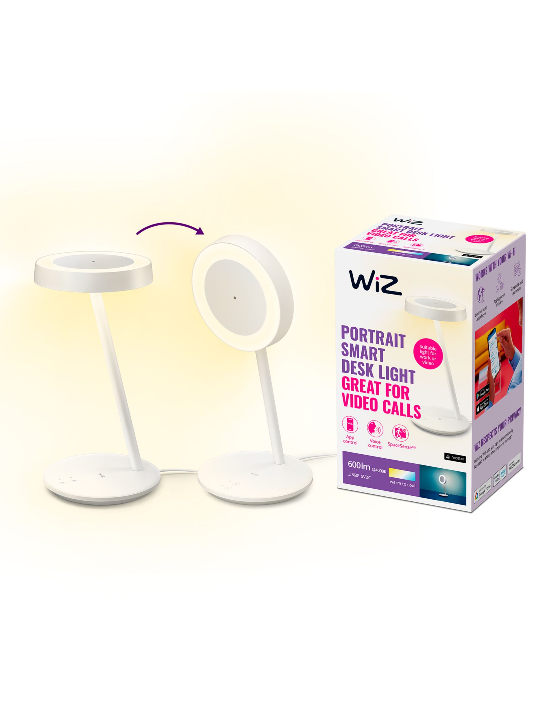 WiZ Portrait Smart Desk Lamp, White