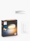 Philips Hue Enrave LED Small Flush Ceiling Light with Dimmer Switch, White