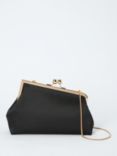 John Lewis Asymmetrical Satin Clutch Bag, Black