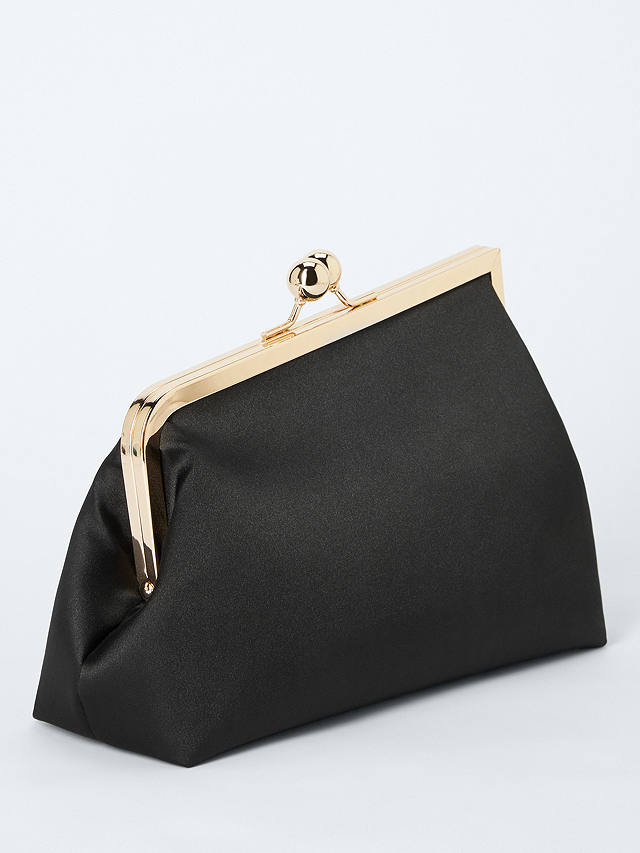 John Lewis Asymmetrical Satin Clutch Bag, Black