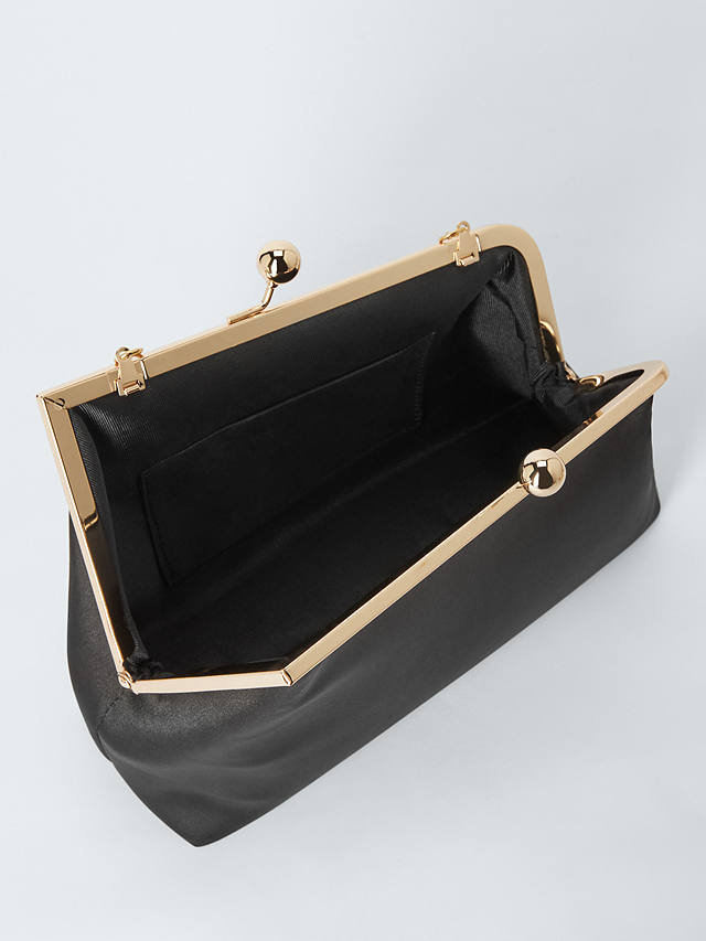 John Lewis Asymmetrical Satin Clutch Bag, Black