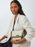 John Lewis Canvas & Leather Flap Over Cross Body Bag, Burnt Olive/Canvas