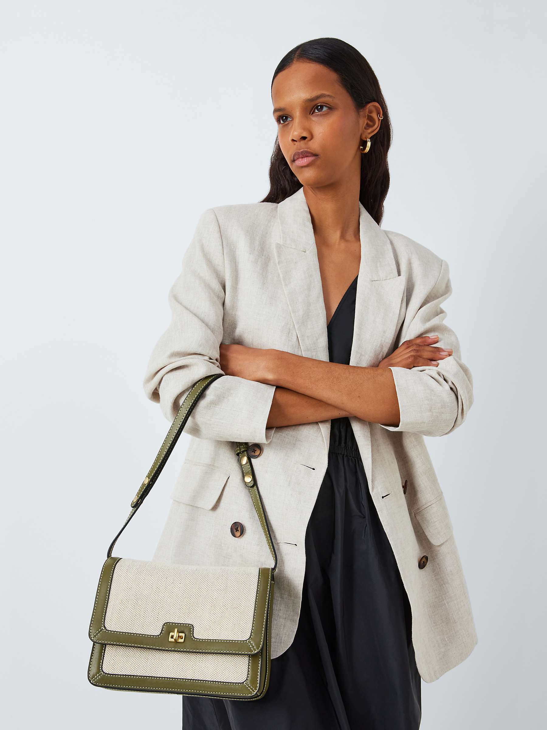 Buy John Lewis Canvas & Leather Flap Over Cross Body Bag Online at johnlewis.com