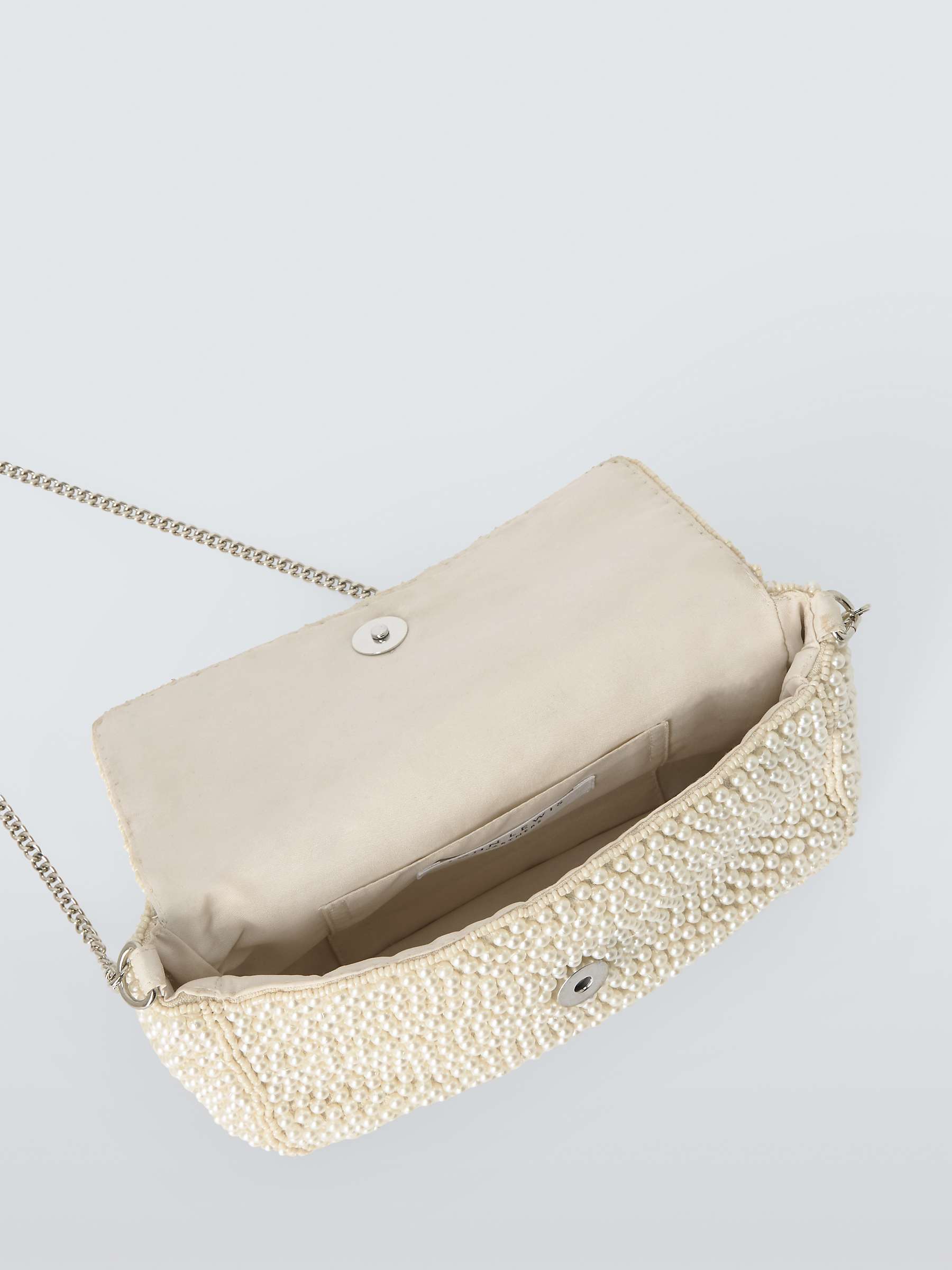 Buy John Lewis Beaded Flapover Bag, Pearl Online at johnlewis.com