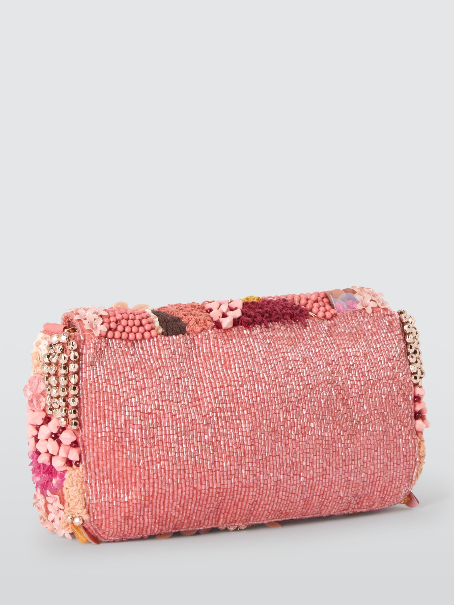 Buy John Lewis Floral Beaded Flapover Bag, Pink/Multi Online at johnlewis.com