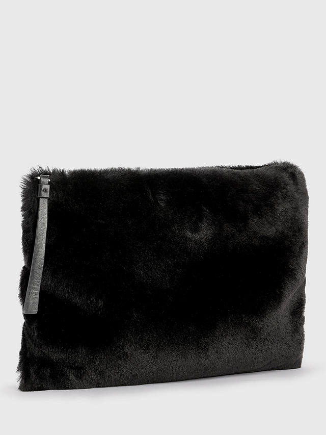 AllSaints Bettina Shearling Clutch Bag, Black