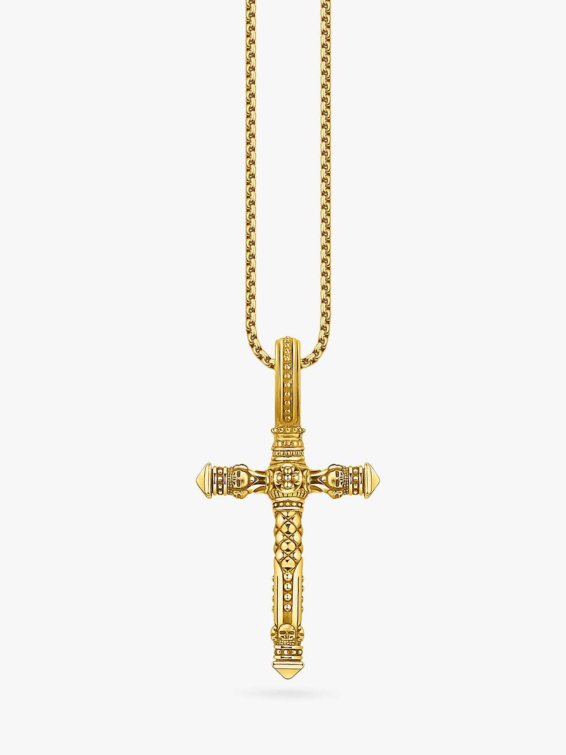 Buy THOMAS SABO Textured Cross Pendant, Gold Online at johnlewis.com
