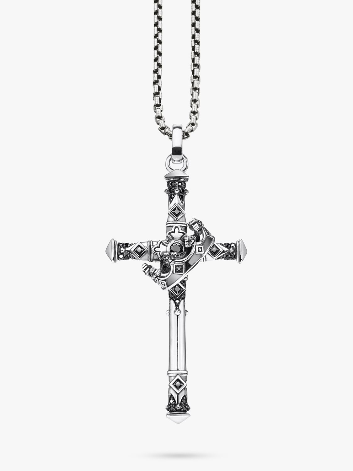 Buy THOMAS SABO Rotating Crown Cross Pendant, Silver Online at johnlewis.com