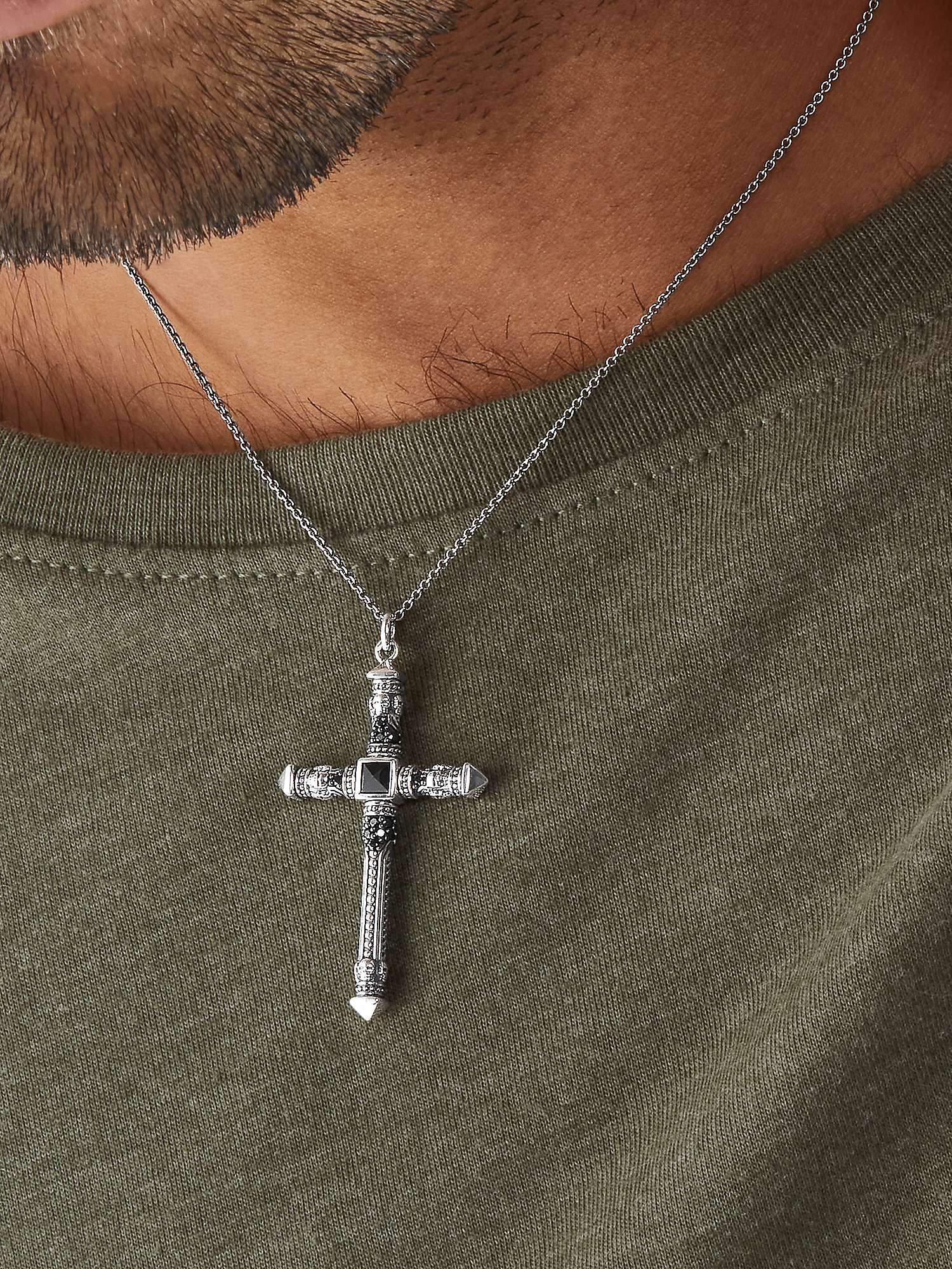 Buy THOMAS SABO Cross Skull Pendant Necklace, Silver Online at johnlewis.com