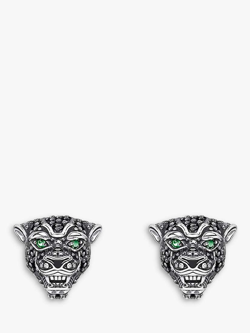 Buy THOMAS SABO Unisex Black Cat Zirconia Pave Stud Earrings, Silver Online at johnlewis.com