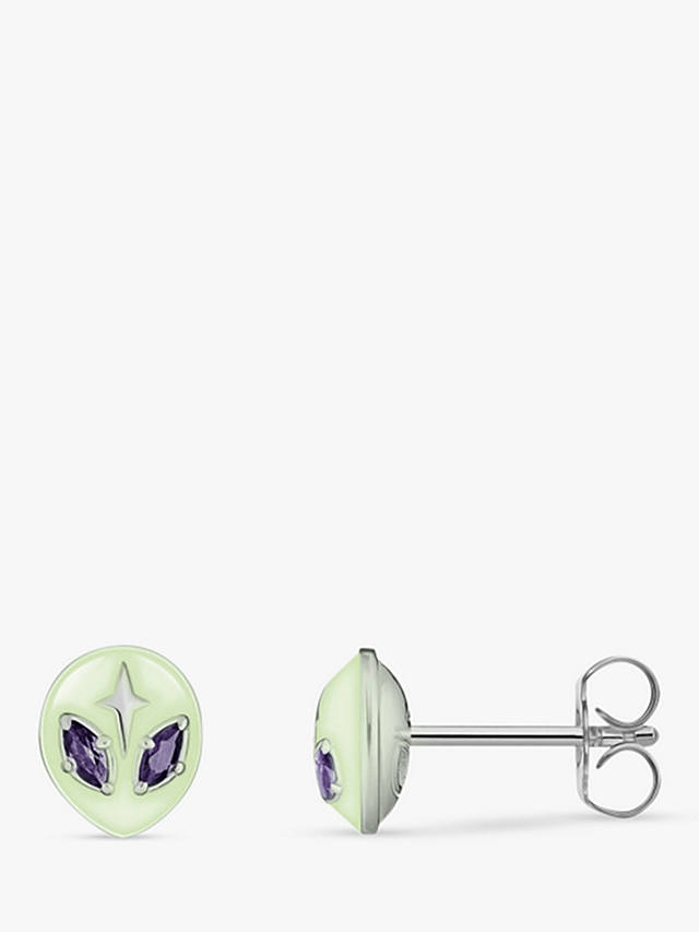 THOMAS SABO Alien Enamel Stud Earrings, Silver