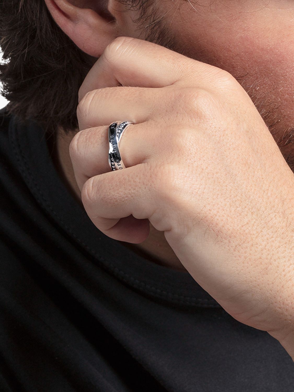 Buy THOMAS SABO Men's Rebel At Heart Love, Faith & Hope Double Band Ring, Silver Online at johnlewis.com