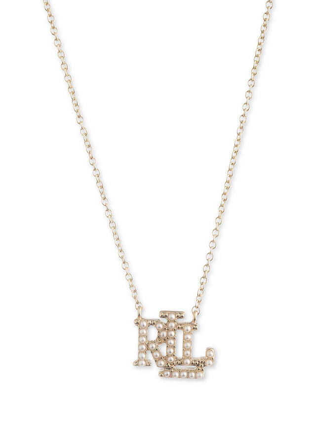 Lauren Ralph Lauren Monogram Faux Pearl Pendant Necklace, Gold