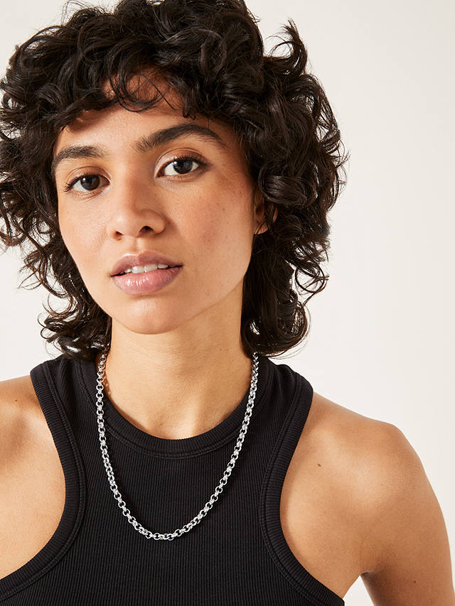 HUSH Maia Rolo Chain Necklace, Silver at John Lewis & Partners