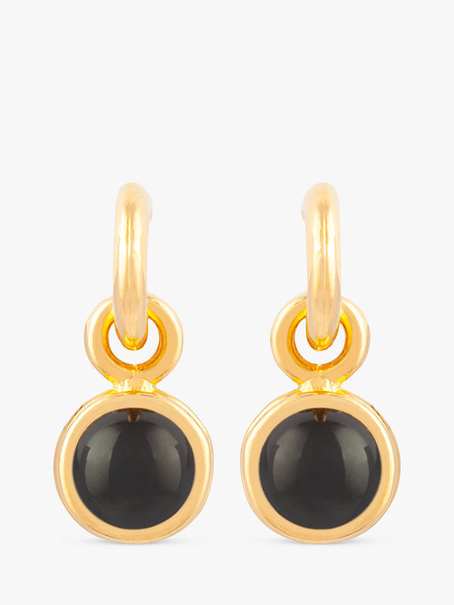 Susan Caplan Vintage Rediscovered Collection Drop Hoop Earrings, Dated Circa 1990s, Gold/Black, Gold