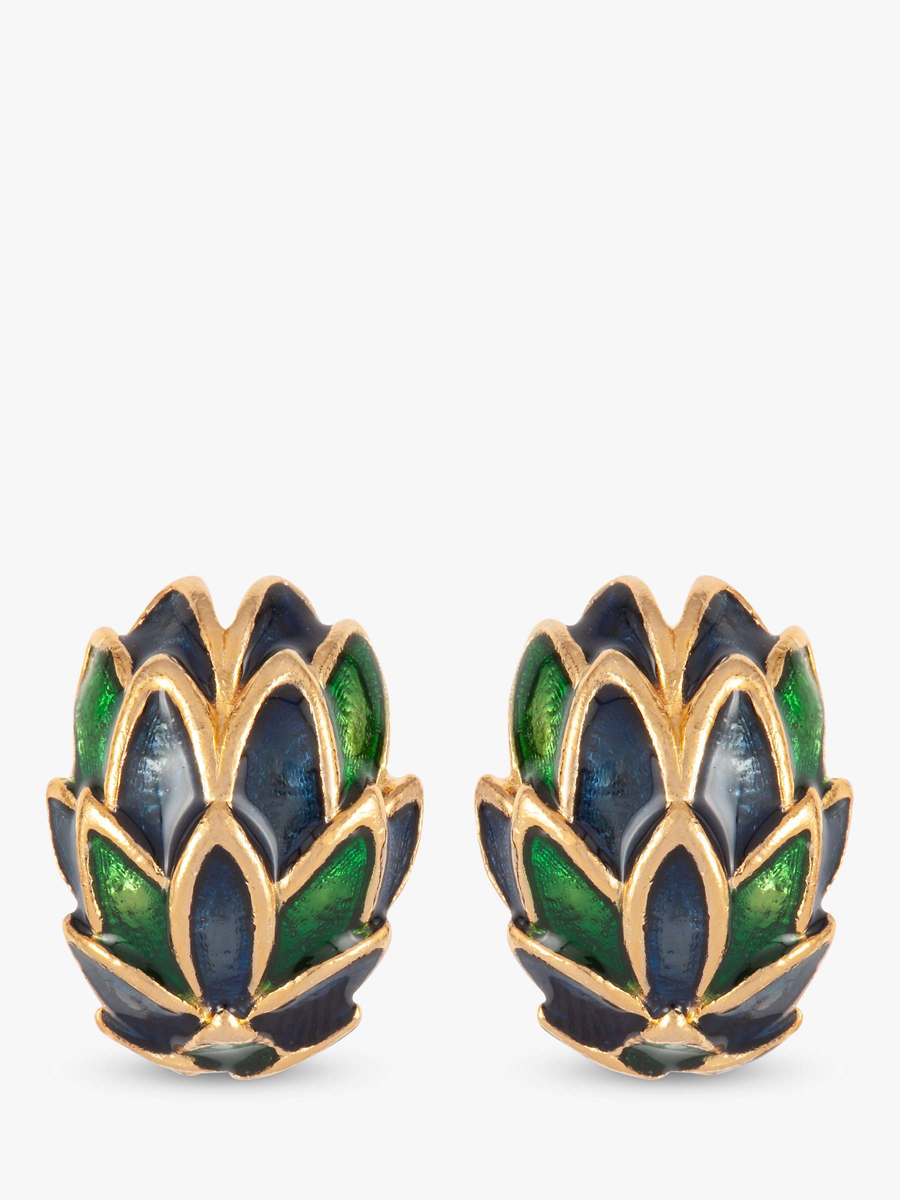 Buy Susan Caplan Vintage Rediscovered Collection Gold Plated Enamel Textured Stud Earrings, Blue/Green Online at johnlewis.com