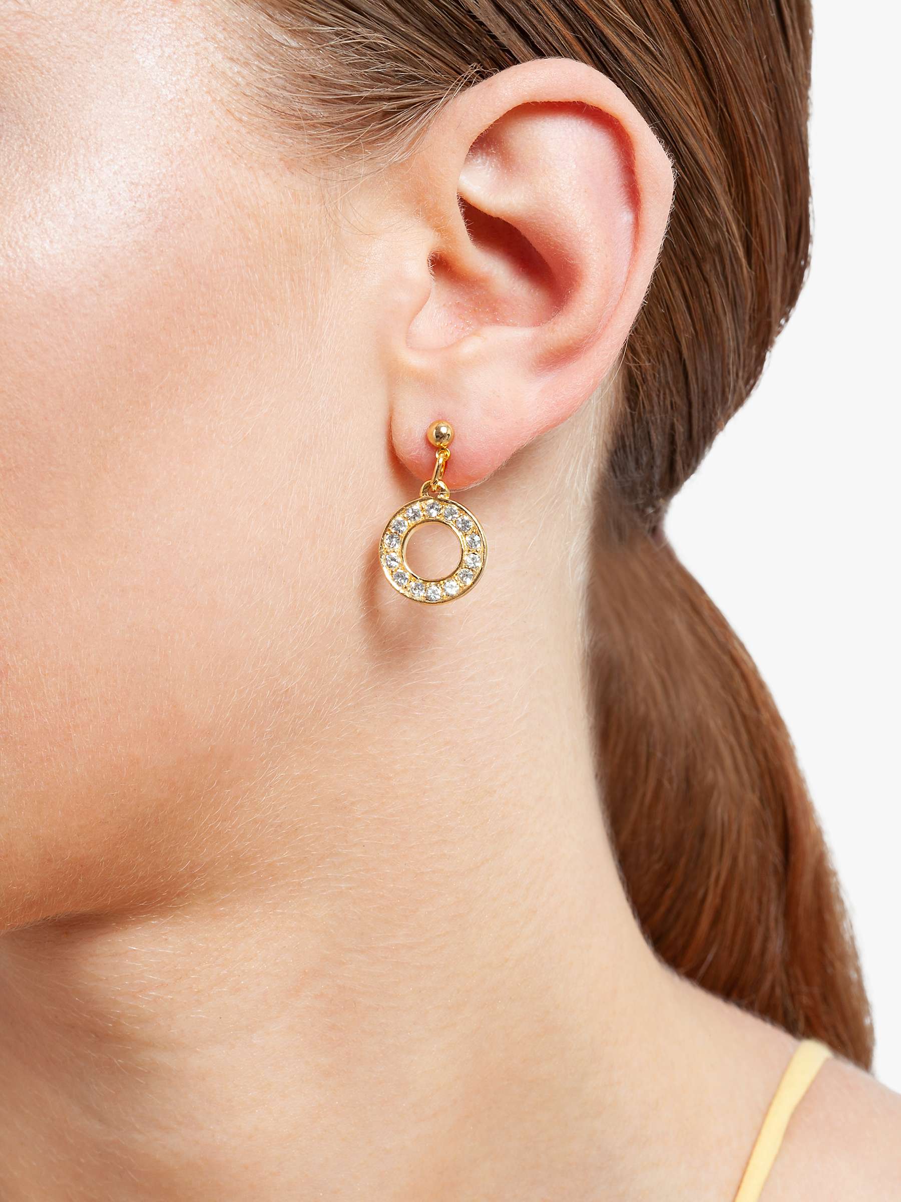 Buy Susan Caplan Vintage Rediscovered Collection Gold Plated Swarovski Crystal Open Circle Drop Earrings, Gold Online at johnlewis.com