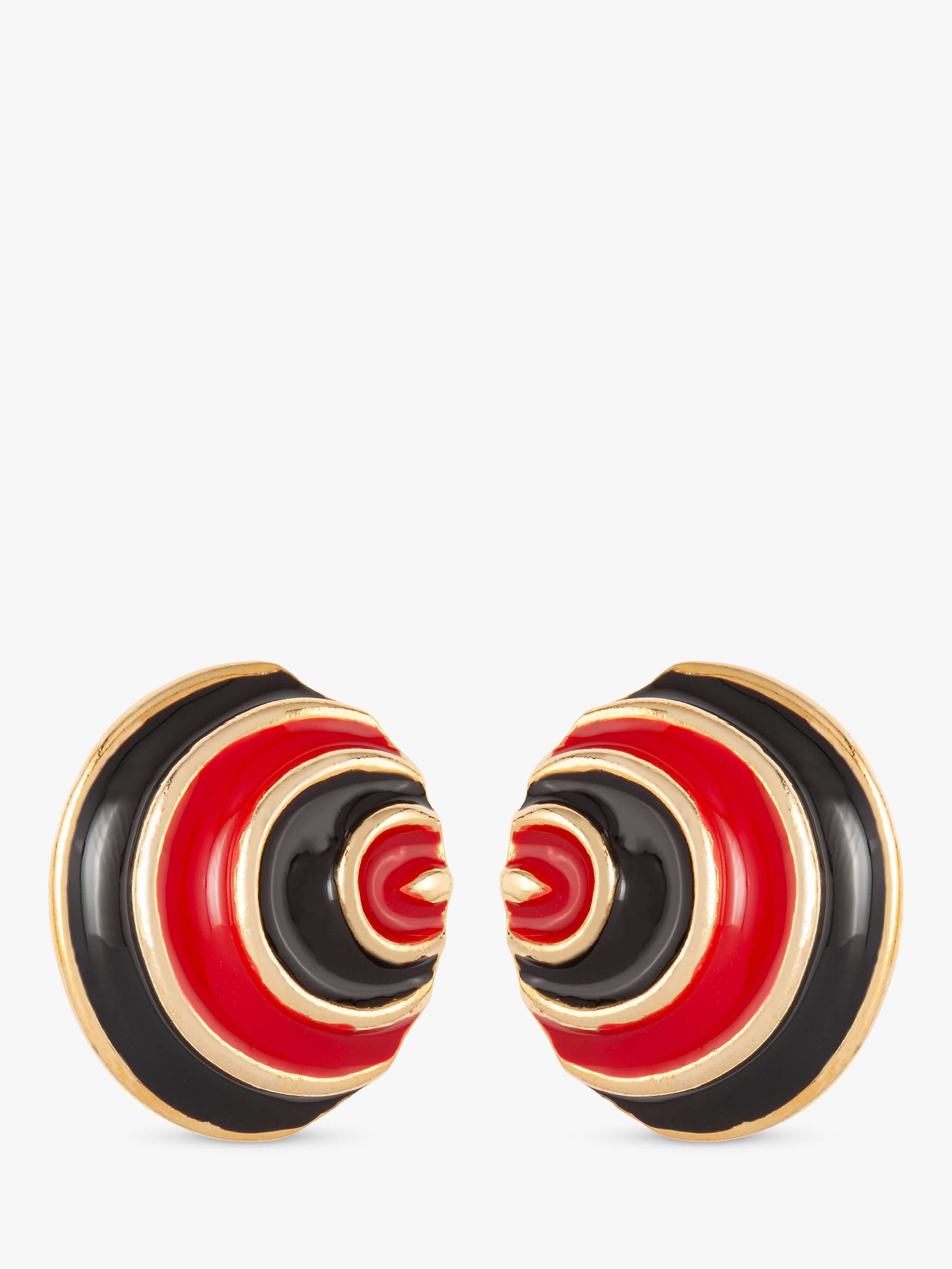 Buy Susan Caplan Vintage Rediscovered Collection Gold Plated Enamel Curved Clip-On Earrings, Black/Red Online at johnlewis.com