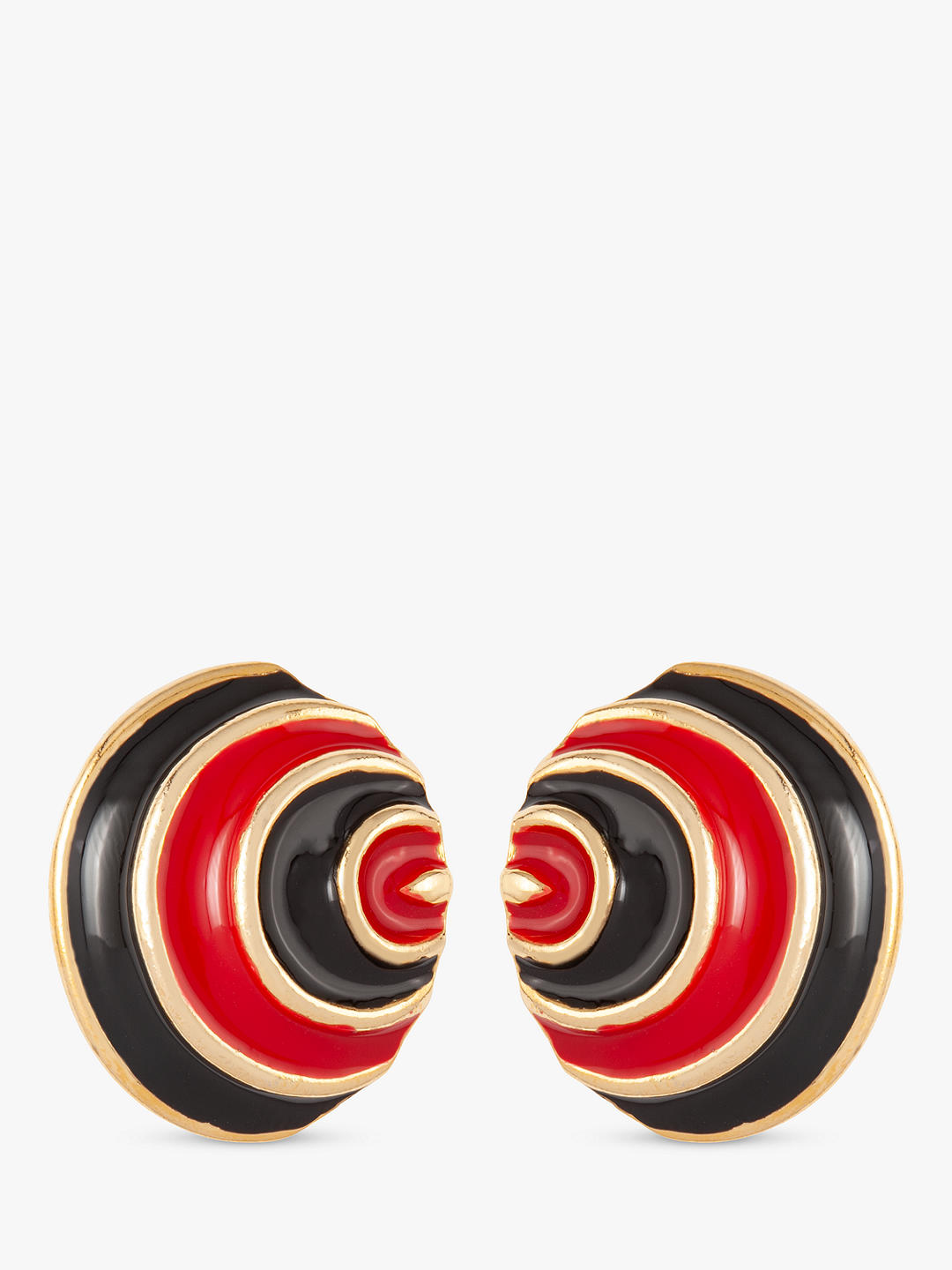 Susan Caplan Vintage Rediscovered Collection Gold Plated Enamel Curved Clip-On Earrings, Black/Red