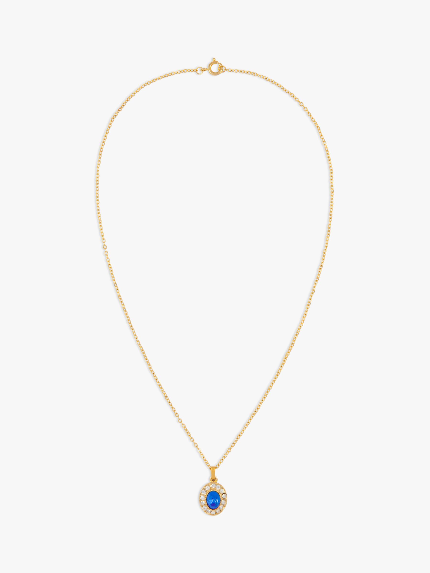 Susan Caplan Vintage Rediscovered Collection Gold Plated Swarovski Crystal Oval Pendant Necklace, Gold/Blue