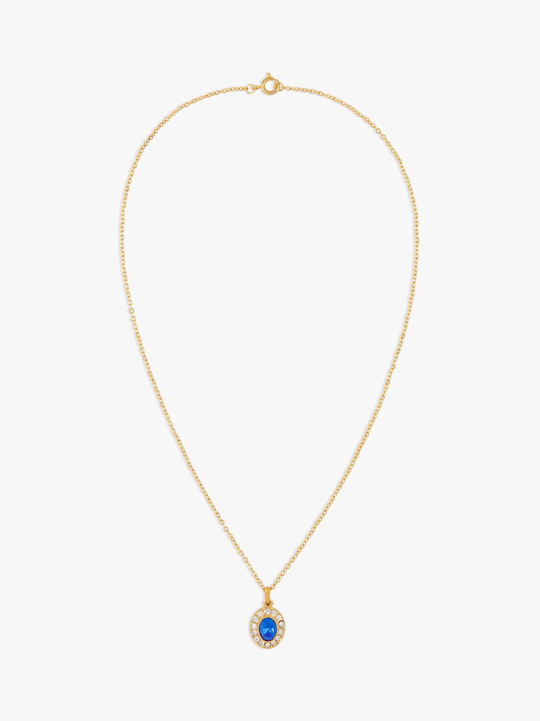 Buy Susan Caplan Vintage Rediscovered Collection Gold Plated Swarovski Crystal Oval Pendant Necklace, Gold/Blue Online at johnlewis.com