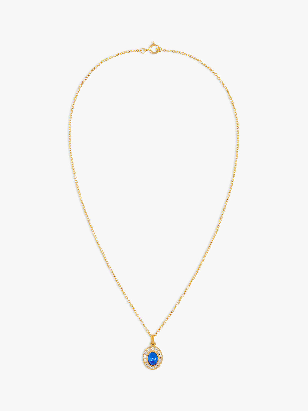 Susan Caplan Vintage Rediscovered Collection Gold Plated Swarovski Crystal Oval Pendant Necklace, Gold/Blue