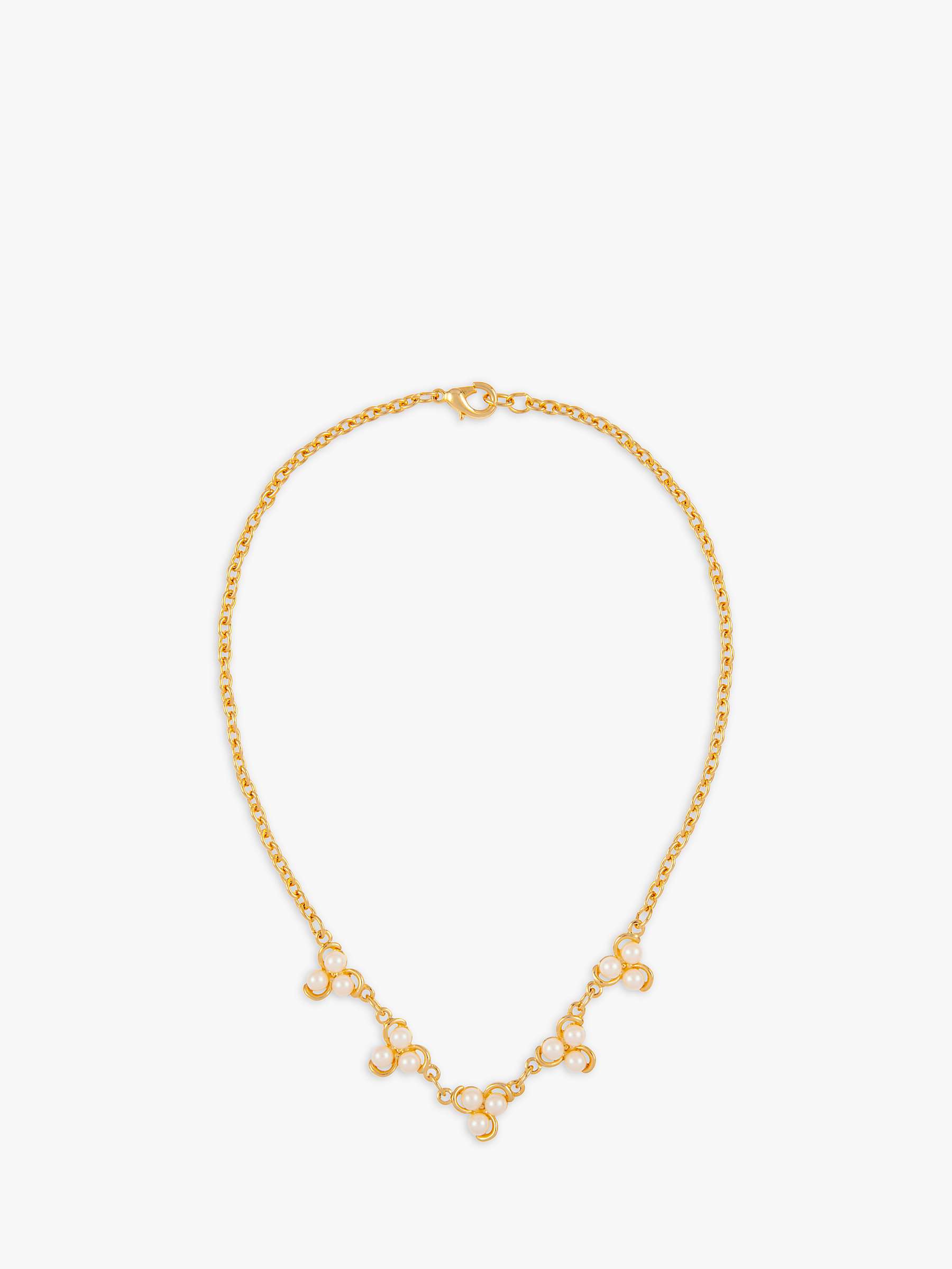 Buy Susan Caplan Vintage Rediscovered Collection Gold Plated Cluster Faux Pearl Chain Necklace, Gold Online at johnlewis.com