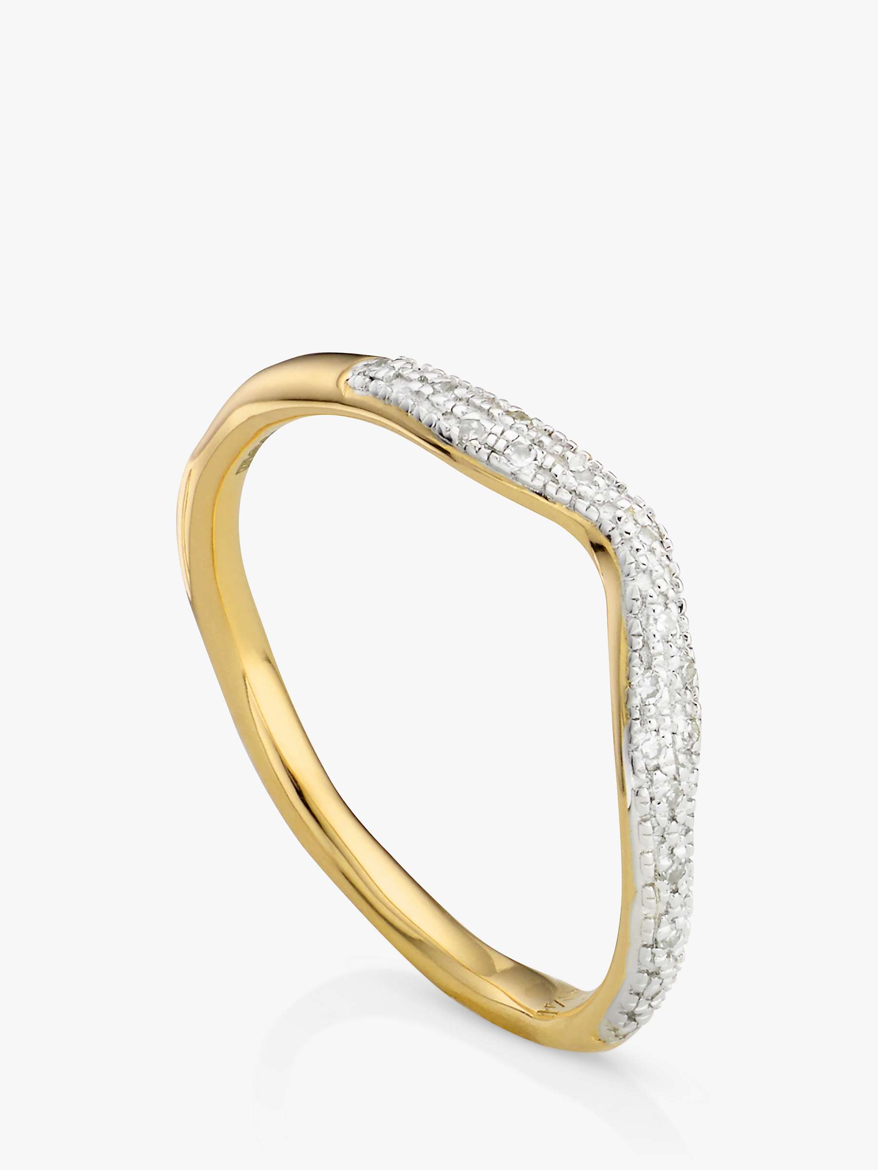 Buy Monica Vinader Riva Diamond Wave Ring, Gold Online at johnlewis.com