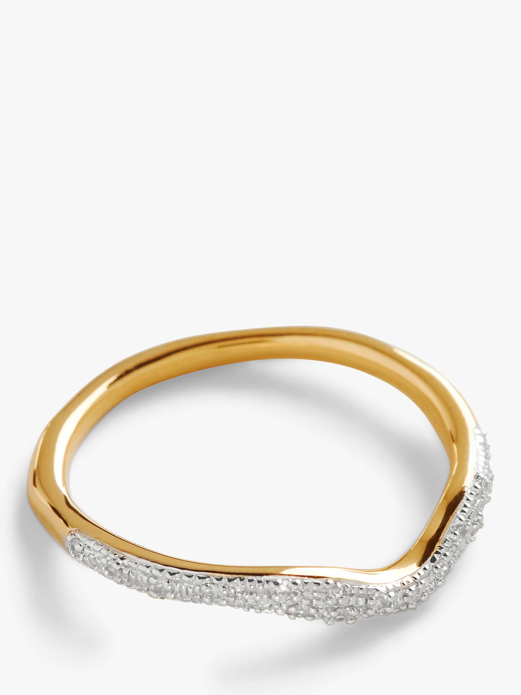 Buy Monica Vinader Riva Diamond Wave Ring, Gold Online at johnlewis.com