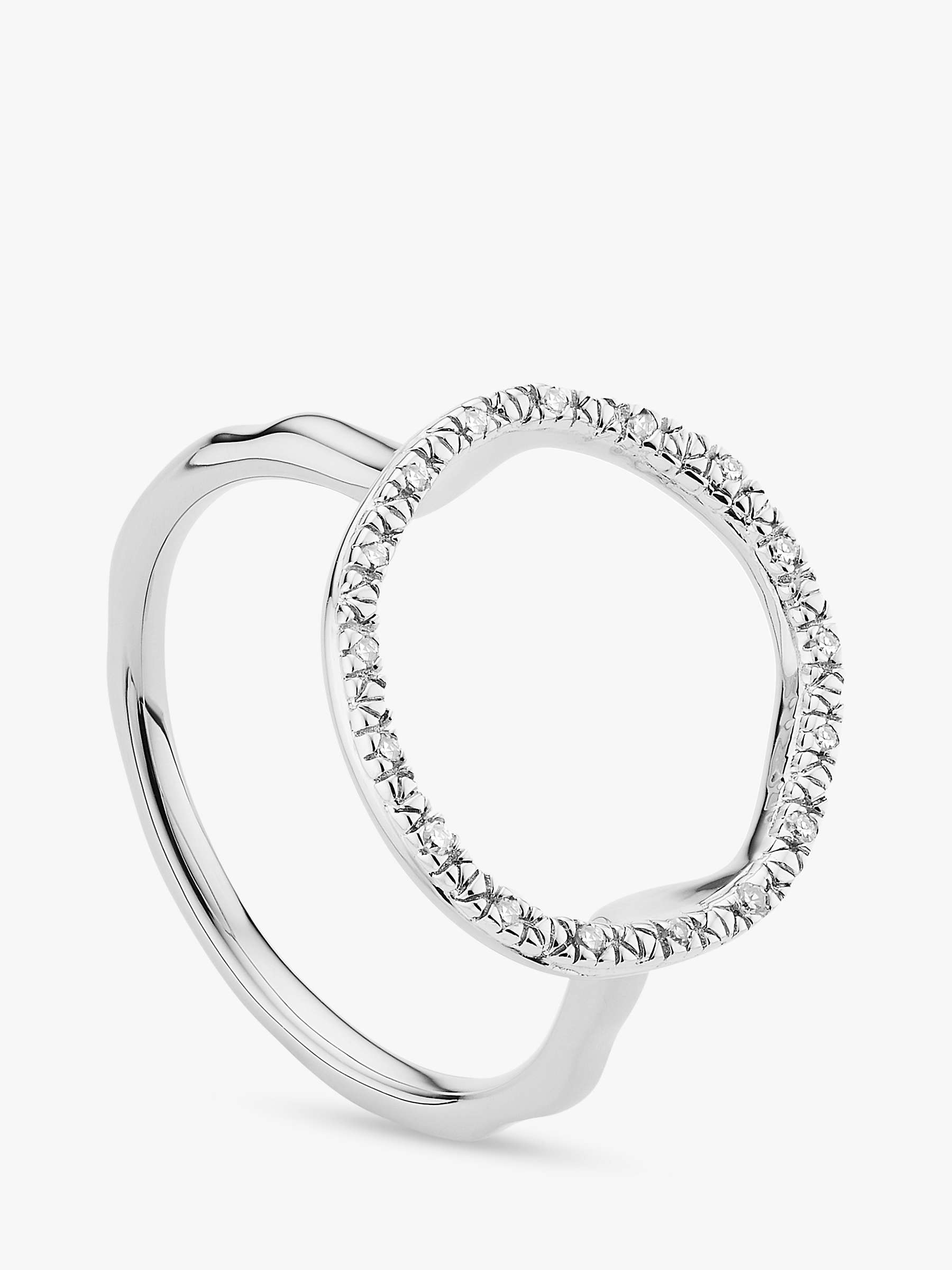 Buy Monica Vinader Riva Circle Diamond Ring, Silver Online at johnlewis.com