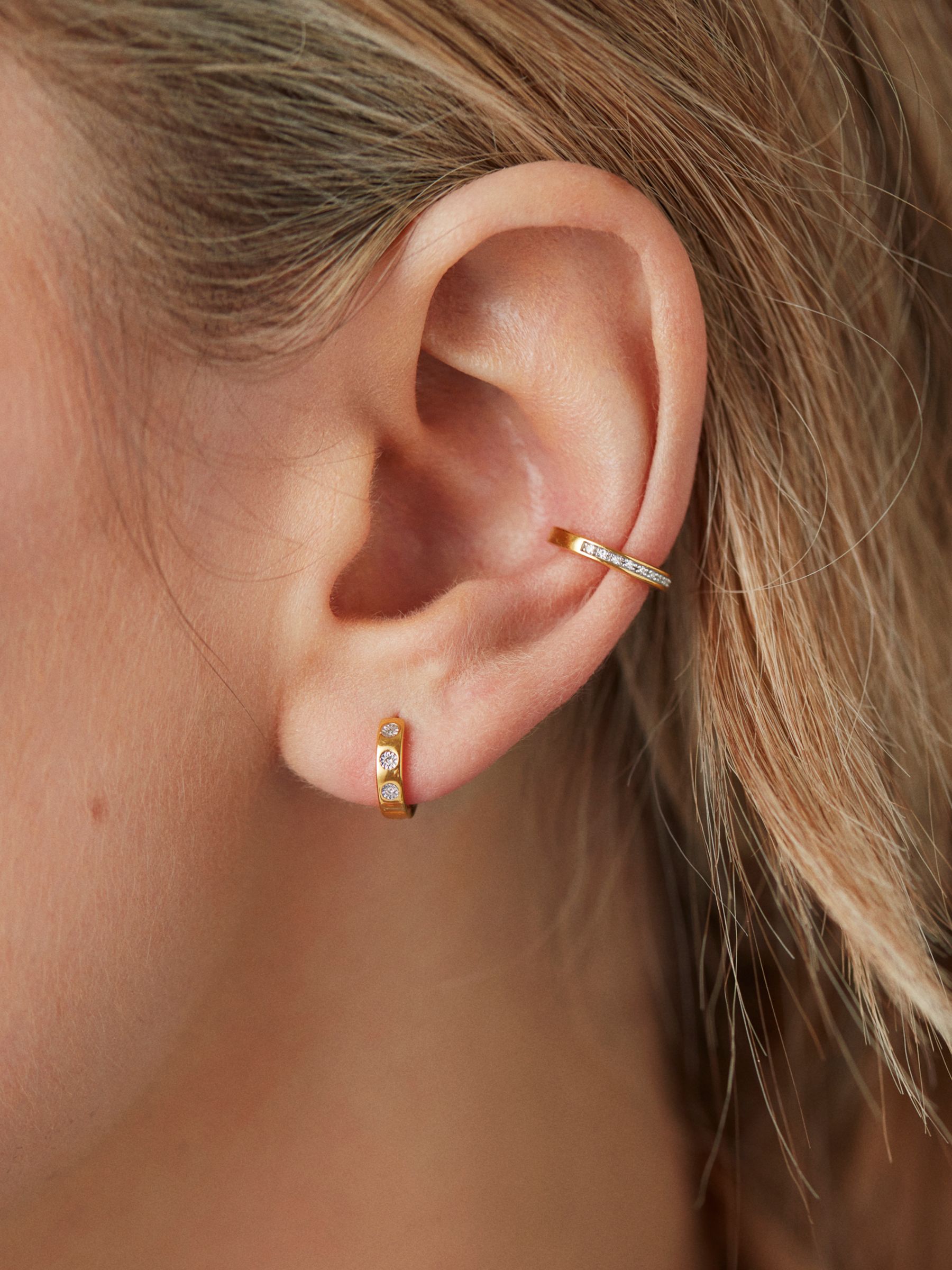 Buy Monica Vinader Skinny Diamond Ear Cuff, Gold Online at johnlewis.com