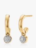 Monica Vinader Diamond Button Drop Huggie Hoop Earrings