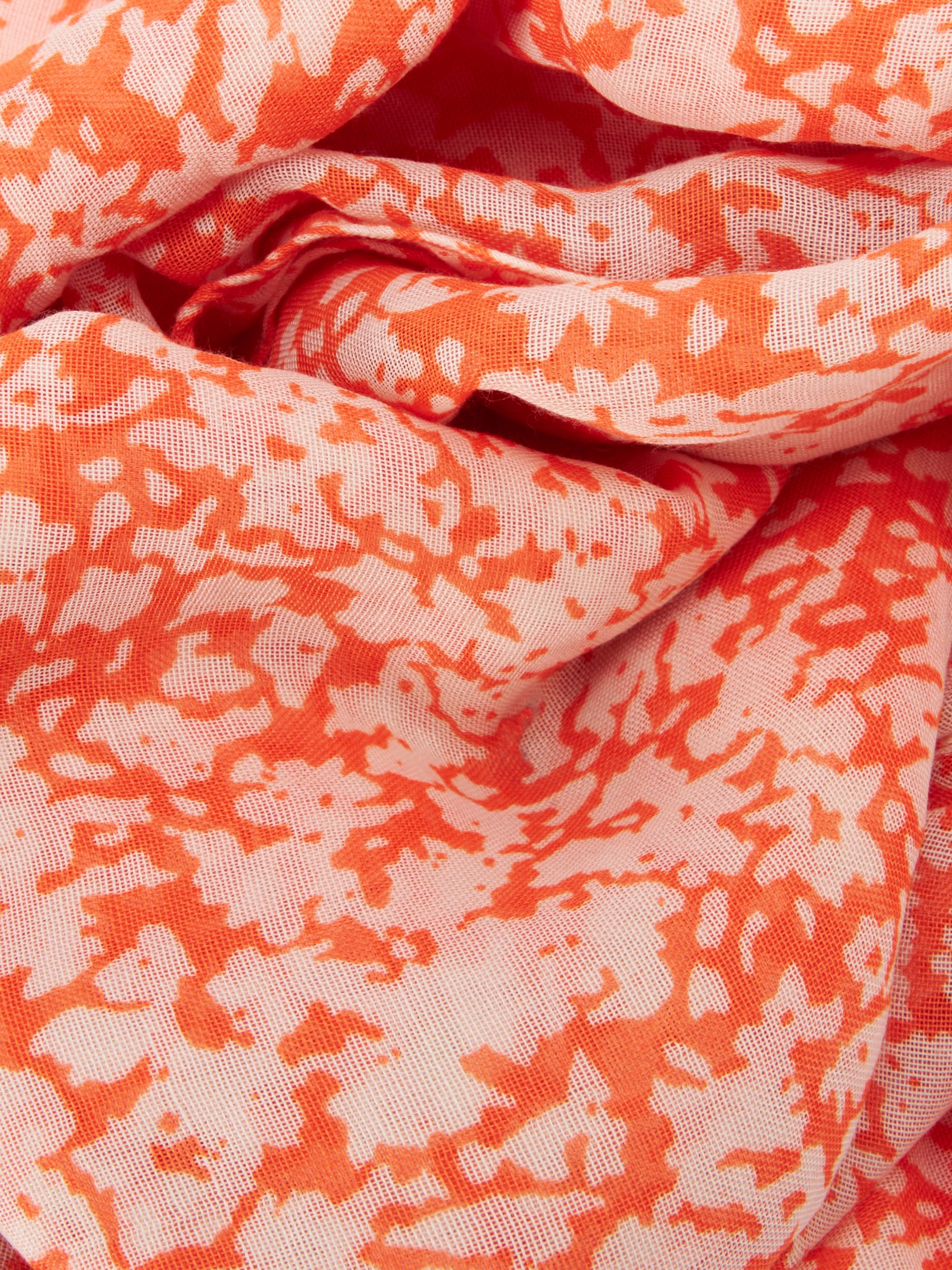 John Lewis Agnes Floral Print Recycled Polyester Scarf, Orange/Multi