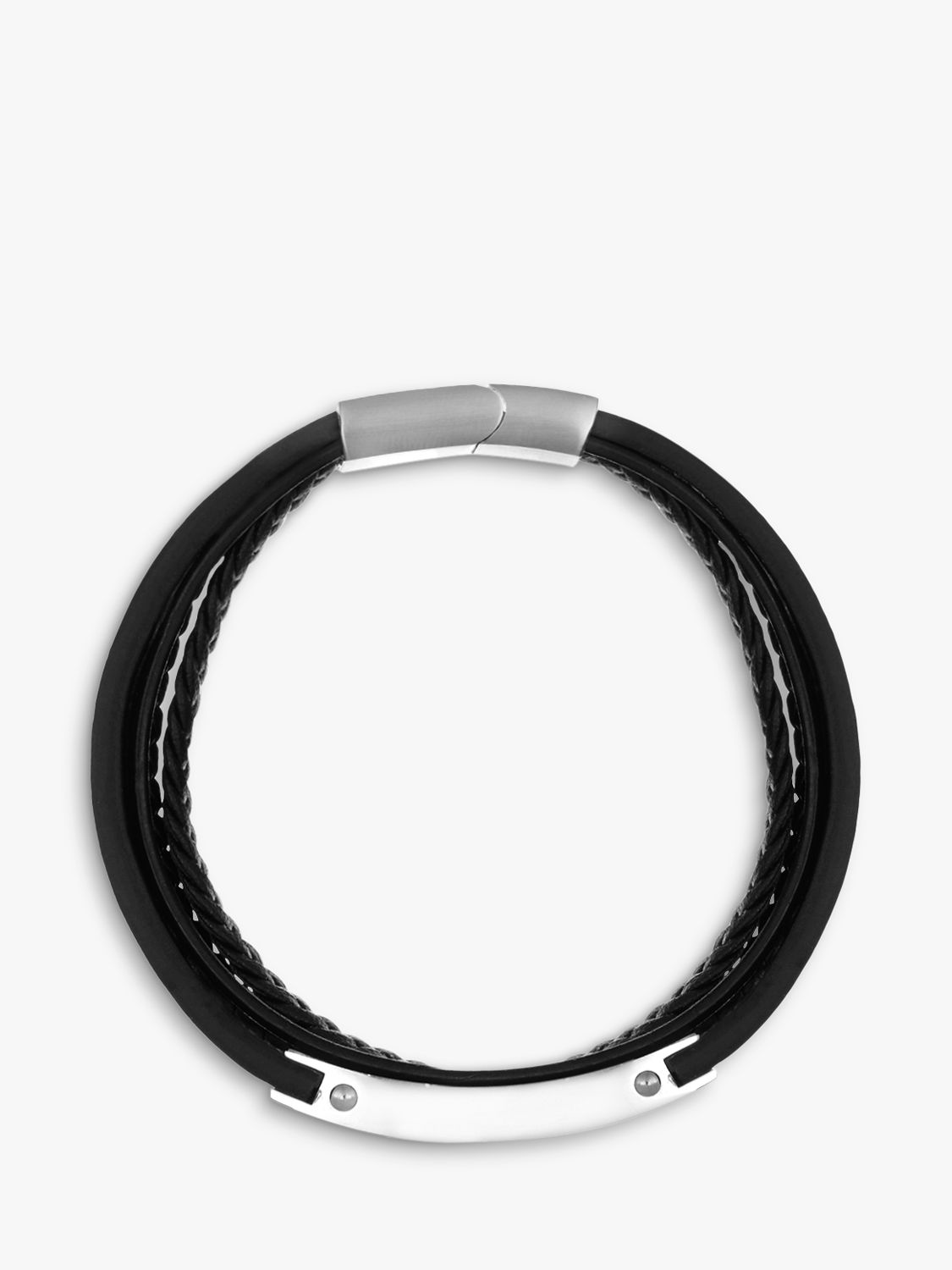 Buy Orelia & Joe Leather Stacked Bracelet, Silver/Black Online at johnlewis.com