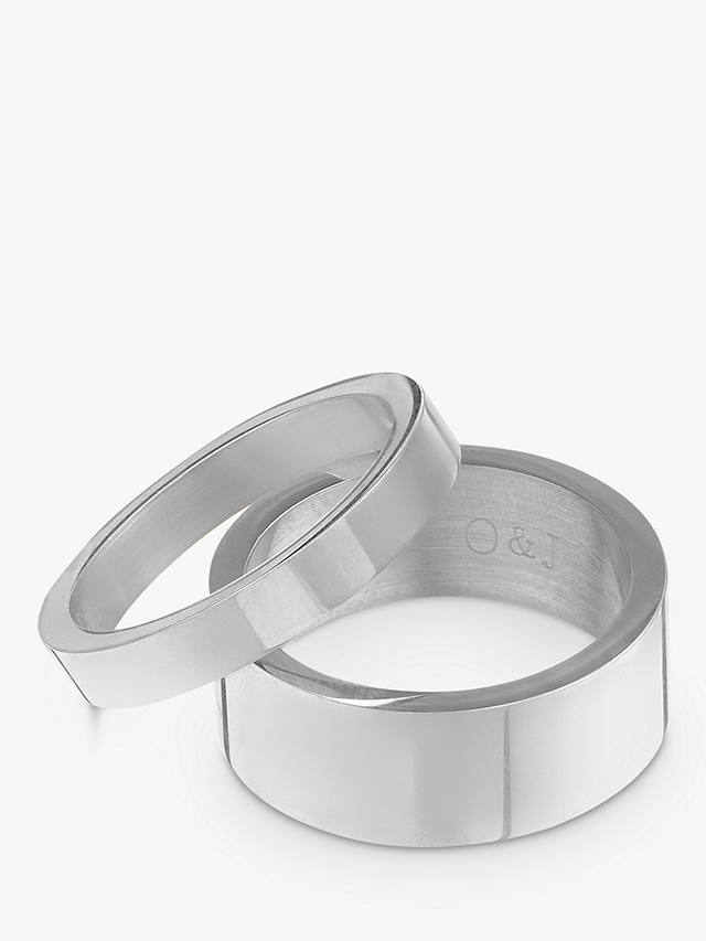 Orelia Polished Band Stacking Rings, Pack of 2, Silver