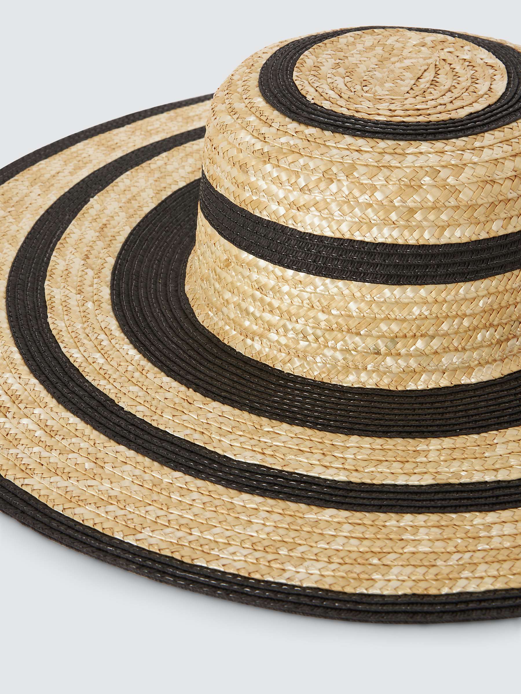 Buy John Lewis Block Stripe Wide Brim Hat, Natural/Black Online at johnlewis.com