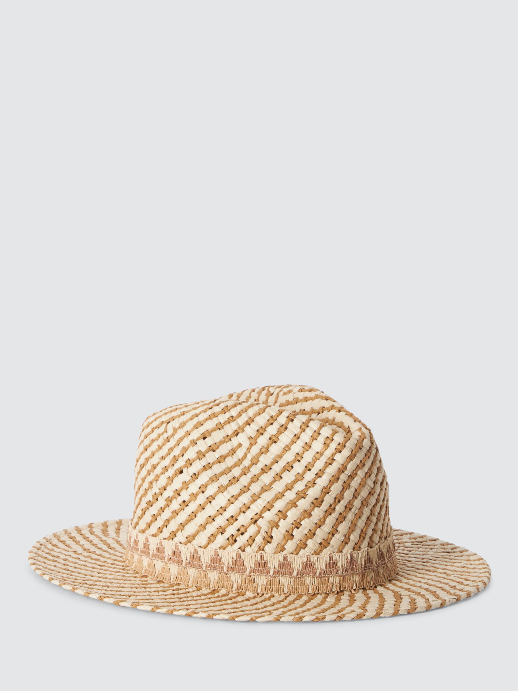 John Lewis Stripe Fedora Hat, FSC-Certified, Natural/Pink