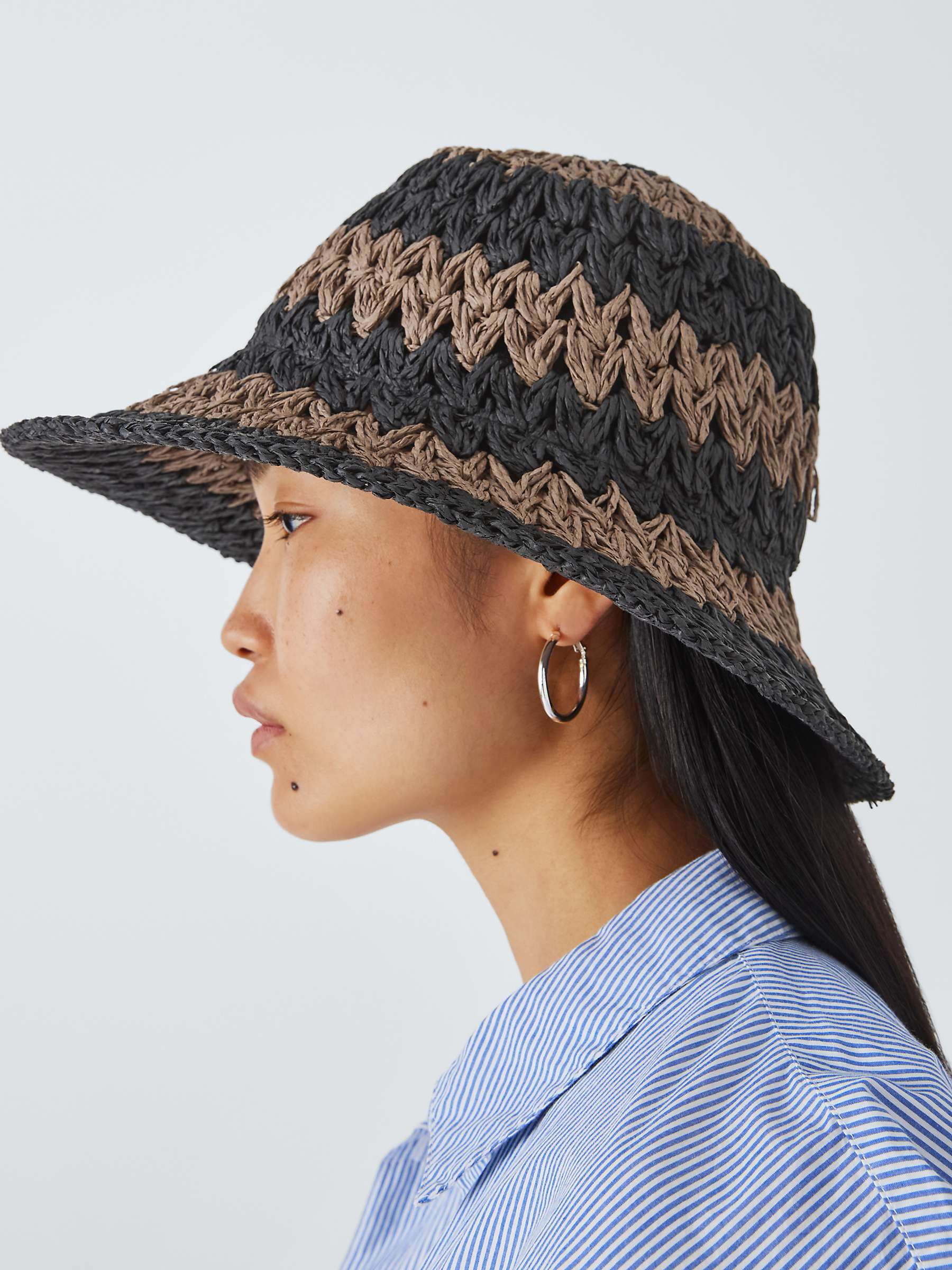 Buy John Lewis Striped Crochet Hat, FSC-Certified, Black/Natural Online at johnlewis.com