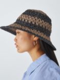 John Lewis Striped Crochet Hat, FSC-Certified, Black/Natural