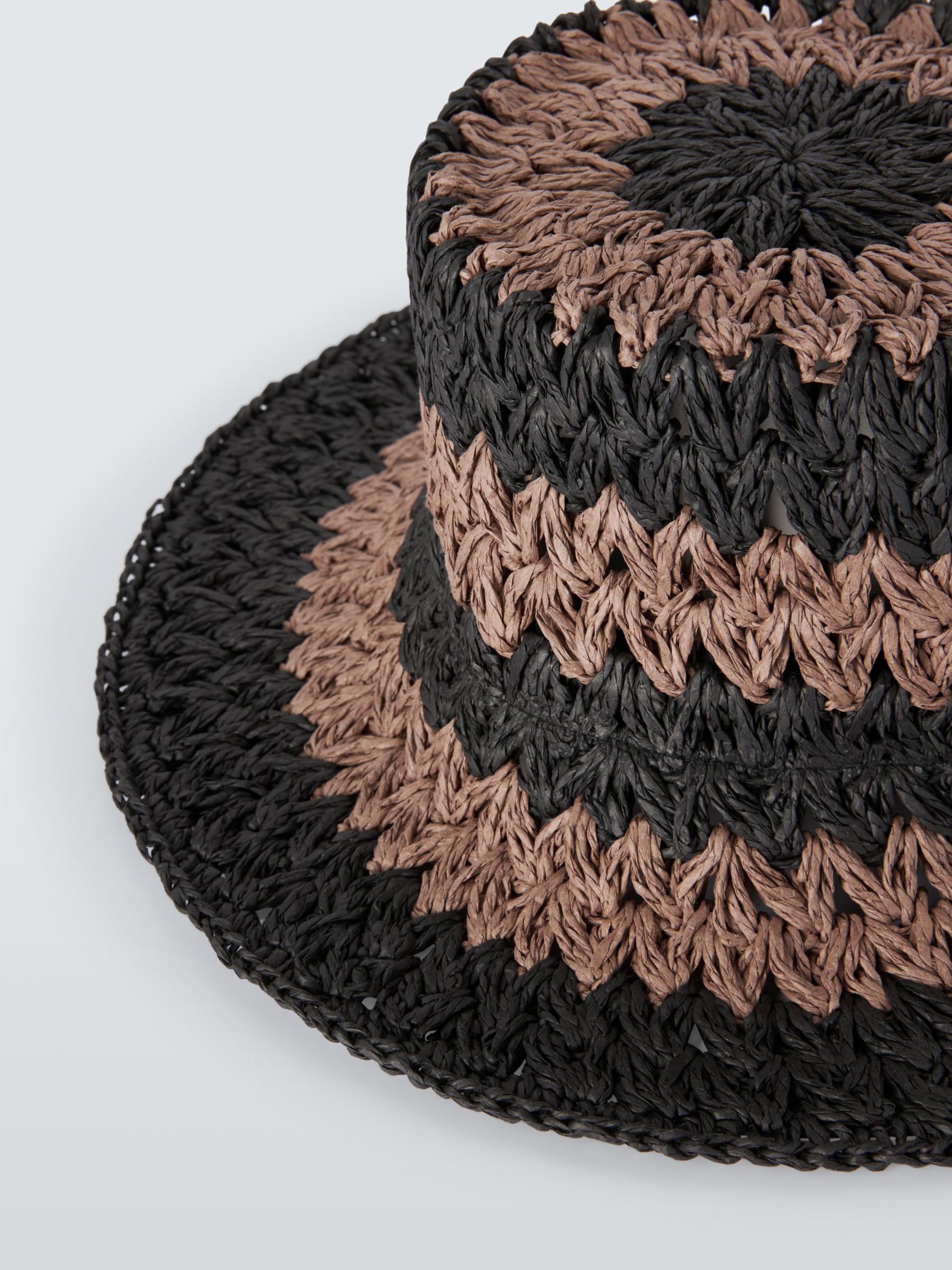 John Lewis Striped Crochet Hat, FSC-Certified, Black/Natural