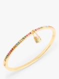 Coach Padlock Charm Crystal Bangle, Gold/Multi