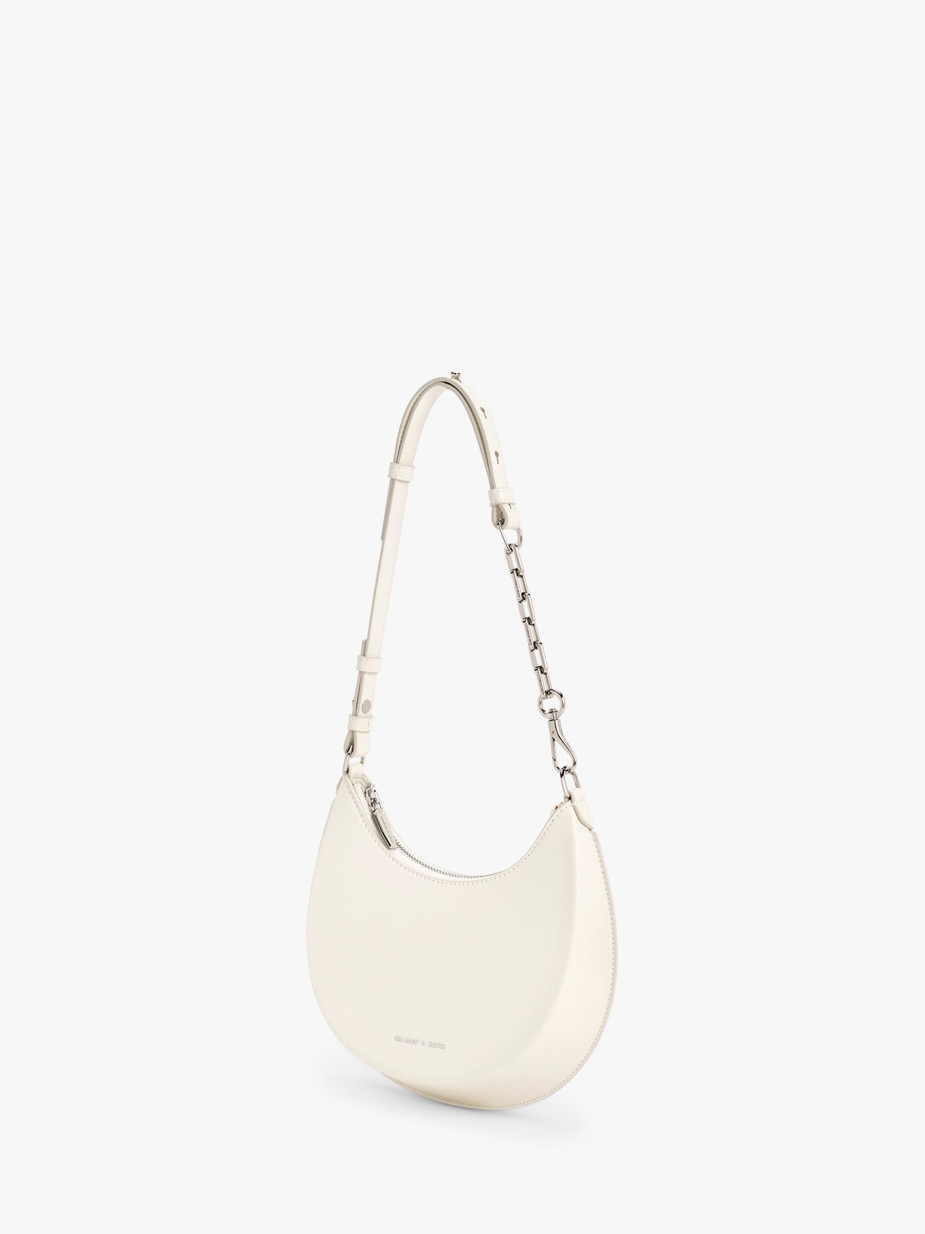 CHARLES & KEITH Olivia Moon Shoulder Bag, Cream at John Lewis & Partners