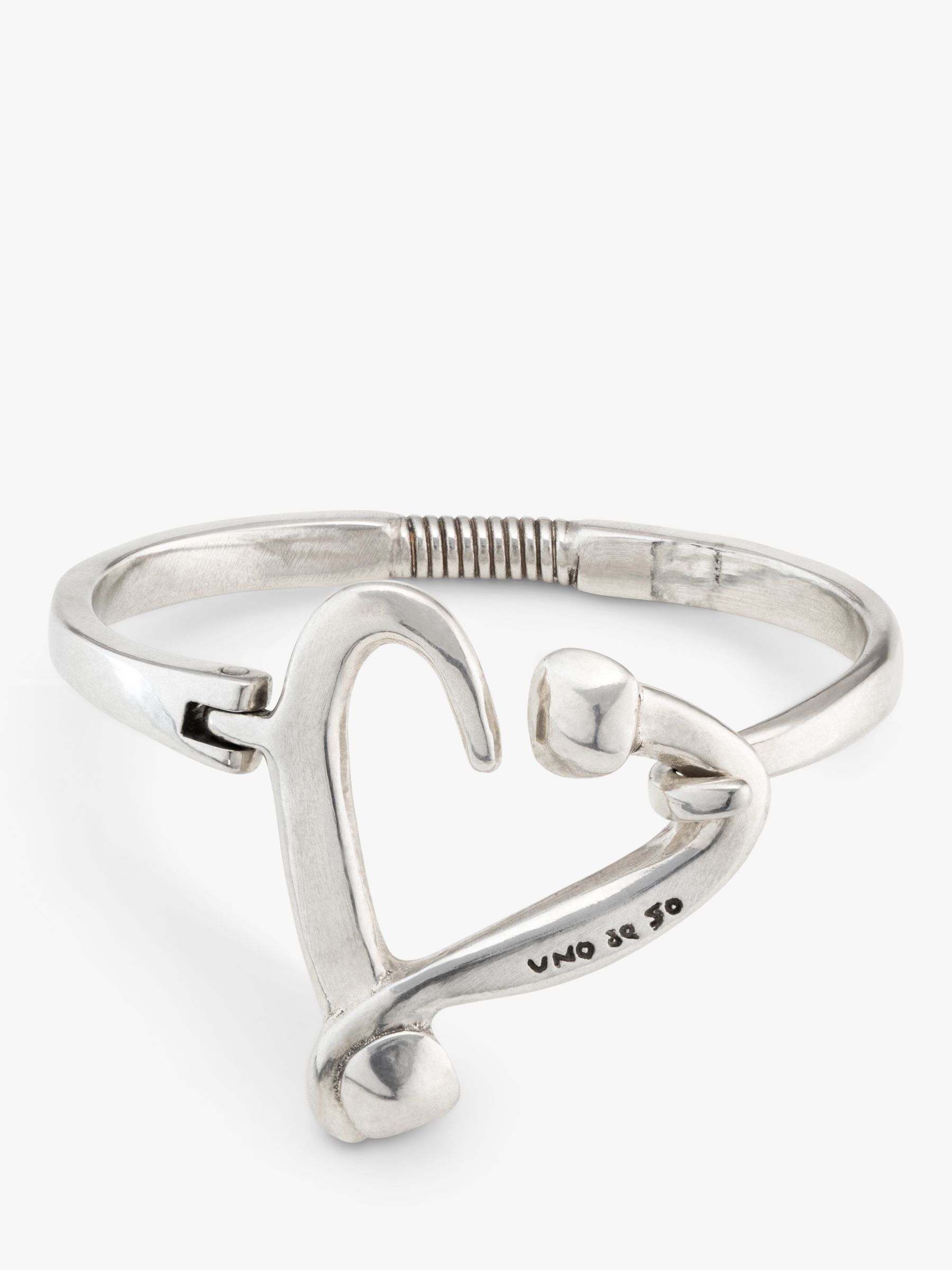 UNOde50 Loved Collection Heart Bangle, Silver, Large
