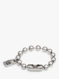 UNOde50 Unisex Padlock Beaded Bracelet, Silver