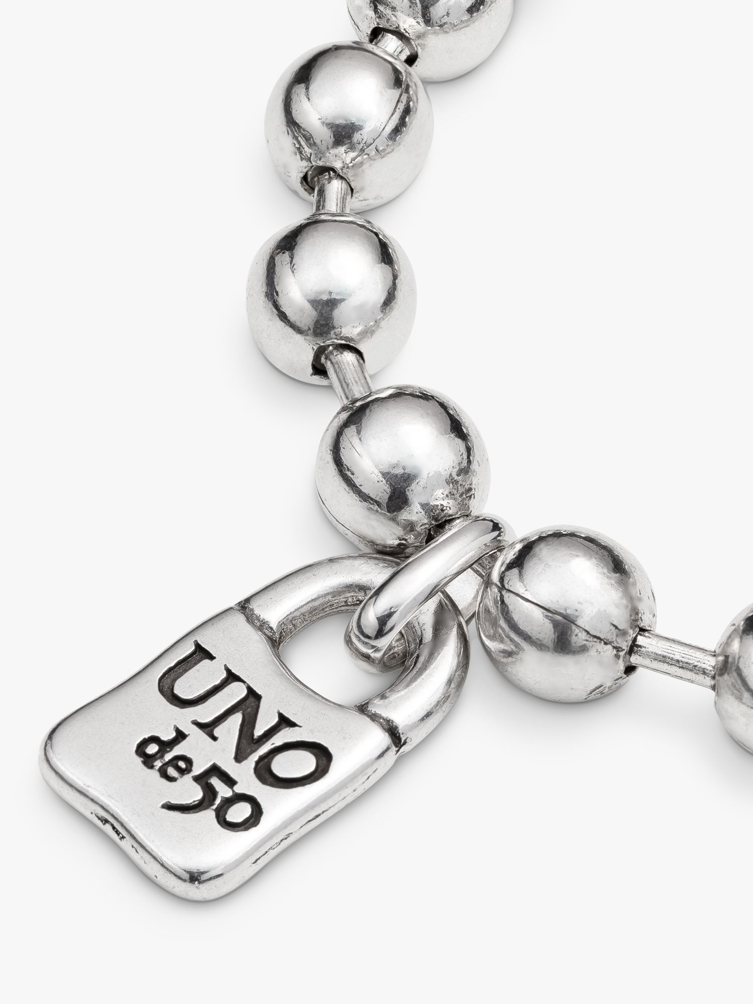 Buy UNOde50 Unisex Padlock Beaded Bracelet, Silver Online at johnlewis.com